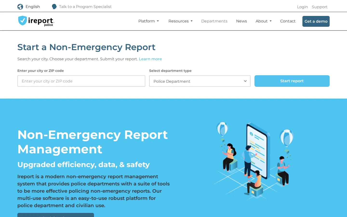 Screenshot of the iReport website