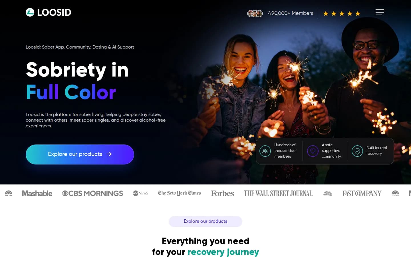 Screenshot of the Loosid website
