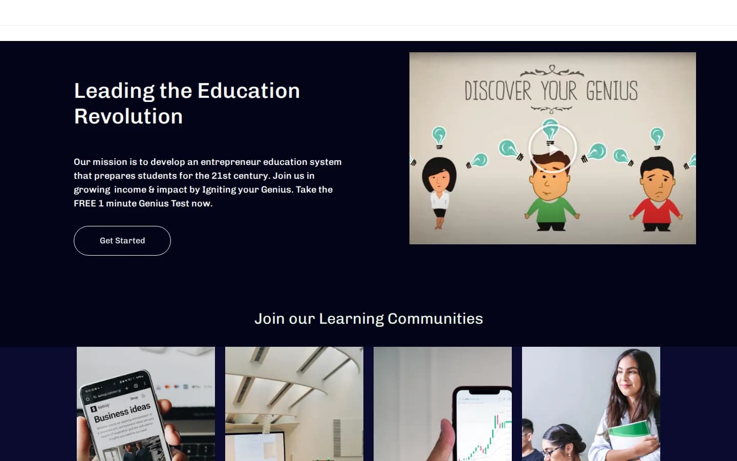 Screenshot of the GeniusU website