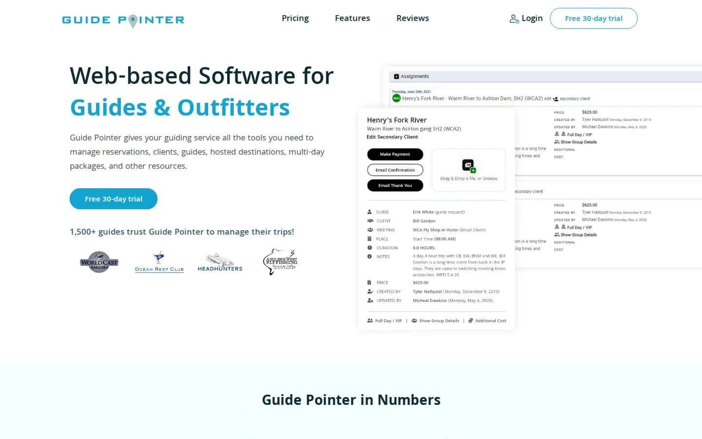 Screenshot of the GuidePointer website